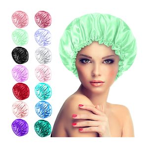 Satin Bonnet Hair Caps Double Layer Adjust Sleep Night Head Cover Pour Curly Springy Hair Styling