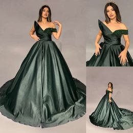 Satijn Deco-geïnspireerde prom-jurken Elegante kunstbalhek aanvragers pailletten op maat gemaakte kapel jurk veter avondjurk plus size vestido de noite