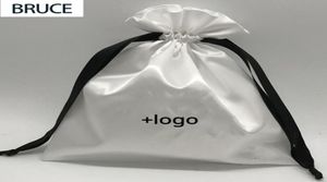 Bolsas de regalo de satén Embalaje personalizado Bolsas de joyería Maquillaje Fiesta Dulces Seda Cordón Bolsita Bolsillo Saco reutilizable Imprimir Logo Wrap8909518