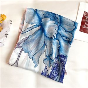 Foulard en Satin pour femmes, Foulard en soie, Foulard roulé à la main, 90 Foulard Luxe239P