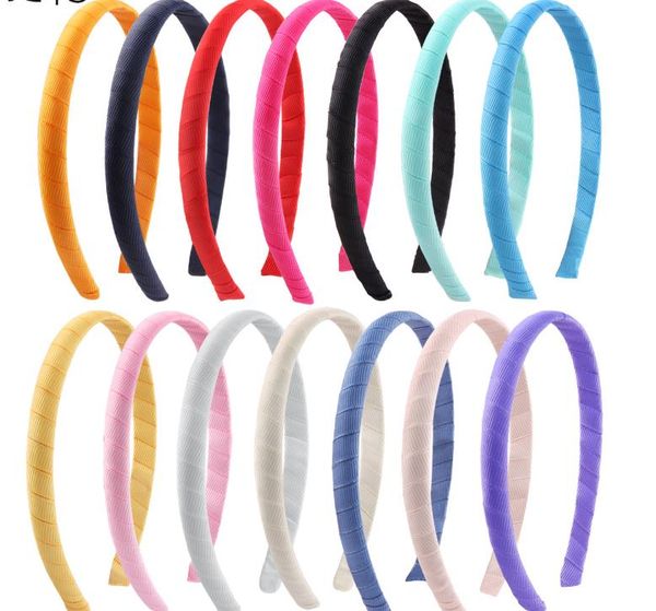 Diademas de satén Cinta de 1 centímetro Palillos para el cabello Diadema de bricolaje para niñas y mujeres 14 colores