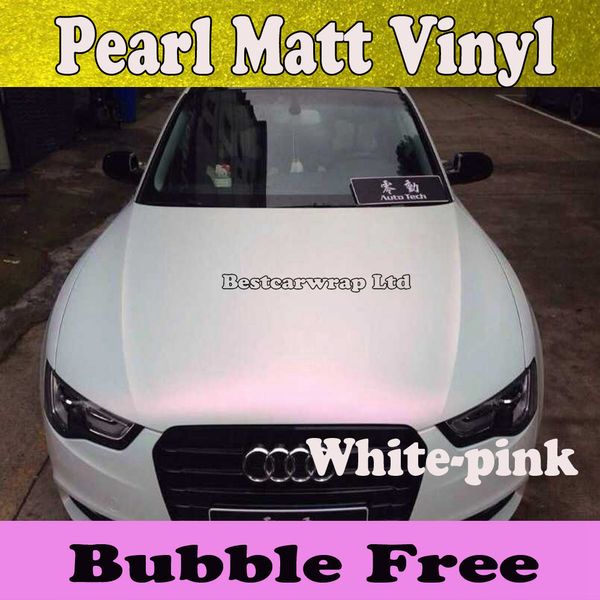 Satin mat perle blanc mat vinyle Wrap blanc rose nacré blanc mat Film voiture emballage feuille autocollant véhicule style taille: 1.52*20 M/rouleau