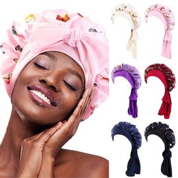 Bonnet de nuit en Satin très extensible, Bonnet de douche à lacets, Bonnet de nuit pour femmes, enveloppe capillaire en soie, large bande réglable