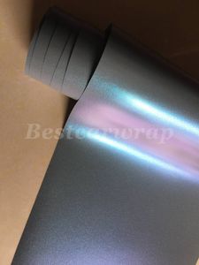 Satin Pearl Metal Grey Blue Shift Vinyl Wrap Car Wrap Covering With Air bubble Free Like 3M quality Low tack glue Taille: 1.52 * 20m (5x67ft