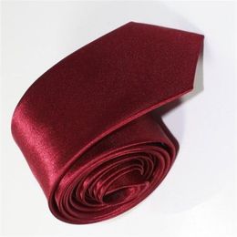 Satin Polyester soie cravate cravate cravates hommes femmes bordeaux maigre couleur unie uni 20 couleurs 5cmx145cm249r