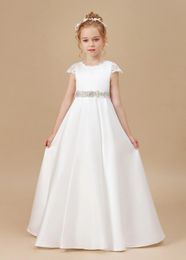 Satin Princesse Fleur Fille Robe Pour Enfant Bal Nuit Cérémonie De Mariage Pageant Banquet Anniversaire Soirée Bal Première Communion 240309