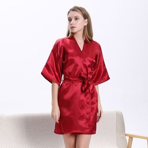 Robe satinée féminine lingerie somnifère silky mariage mariage cadeau décontracté kimono robe de nuit sexy