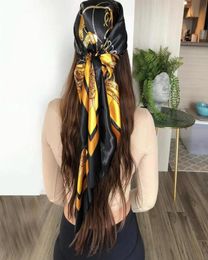 Écharpe en satin pour les coiffures marque de luxe de luxe Kerchief Neck Head Swarves Bandana Ladies Handkerchief 90x90cm Headscarf 2206282179253
