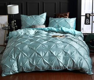 Satijn Zijde Beddengoed Set Solid Color Nordic Style Silk Beddengoed Set met kussensloop Volledige Queen King Size