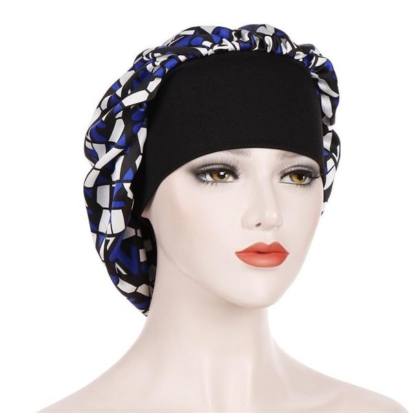 Satin Soie Bonnet Bonnet Femmes Soins Des Cheveux Nuit Sommeil Chapeaux Géométrie Soie Caps Head Wrap Dames Skullies Mode Y201024