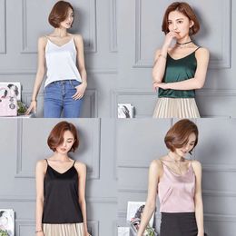 Satijnen zachte tanktops vrouwen sexy zijden dames camisole bodem blusa shirt bijgesneden 2019 zomers vast strapless vest camis