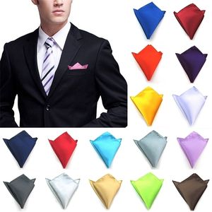 Satin Solid Color Plain Suits Pocket Square Fashion Silk 22x22cm trouwfeest zakdoek voor mannen Black Red Blue 220726