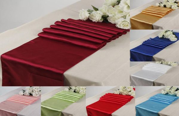 Chemin de table en satin 30 cm 275 cm Centres de table Décoration de mariage Fourniture de décoration de fête Tissus de décoration Nappe de vacances Christ8621018