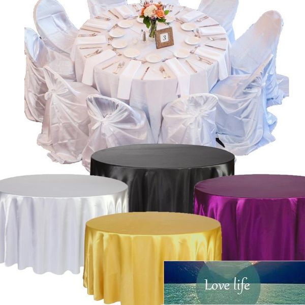 Mantel de satén Blanco Negro Color sólido para boda Fiesta de cumpleaños Cubierta de mesa Mantel redondo Decoración para el hogar Precio de fábrica diseño experto Calidad Último estilo