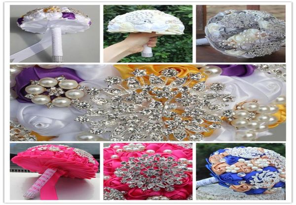 Bouquets de mariée en satin, fournitures de mariage, fleurs artificielles, perles et strass, 15 Bouquets de Quinceanera W2308482125