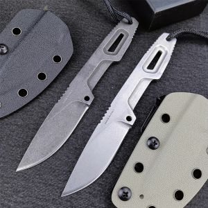 Satre Stone Washed Outdoor Fixed Blade Military Knife Full Tang D2 Steel Survival Edc Pocket Couteaux avec Kydex Sheat Hunt Camp Tools