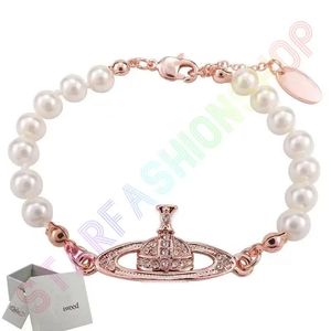 Saturne Bracelet Pearl Breded Strand Diamond Tennis Planet Bracelets Femme Gold Designer JewelryFashion Accessoires 4 Couleur
