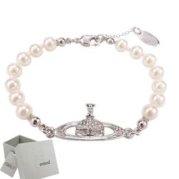 Pulsera de Saturno con caja de perlas con cuentas de diamantes, pulseras de planetas de tenis, joyería de diseño de oro para mujer, accesorios de moda 269k