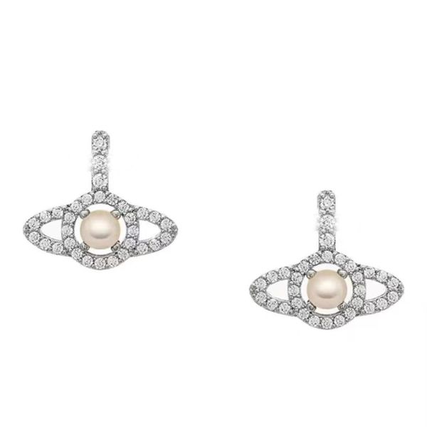 Saturn charme luxe classique croix marque concepteur géométrie célébrité ronde eau diamant boucles d'oreilles bijoux de fête de mariage