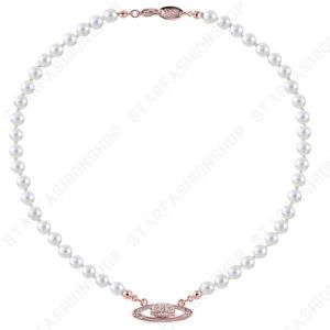 Colliers saturne perle diamant Tennis collier femme chaînes en argent Vintage Style tendance design bijoux 2971