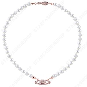 Saturnus kettingen parel kralen diamant tennis ketting vrouw zilveren ketens vintage trendy stijl desigenr sieraden 249d