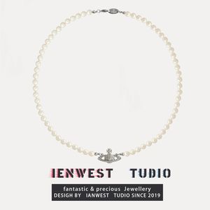 collier de perles de saturne chaîne ras du cou 40cm avec taille officielle 925 pendentifs pinzircon en argent collier femme Never Fade