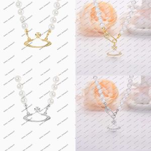 Saturn Parl kettingen kralen armband pin oorbellen stud planeet hanger ketting diamant goud sier plaat ontwerper sieraden sleutelbeen ketting link voor vrouwen vrouw