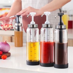 Salsa Squeeze Botella Ketchup Ensalada Aderezo Cocina Cocina Herramienta Salsa Artefacto Aceite Olla Miel Prensa Botellas Hogar Cocina Gadget T200416