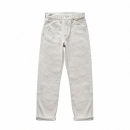 Saus Zhan Heren Jeans Seedge Denim Witte Jeans Regular Fit Hoge taille 14 Oz One W 71zj#