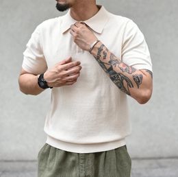 Sauce Zhan Polo camisas de hombre verano tejido manga corta Vintage 100% algodón ajuste Regular 240326