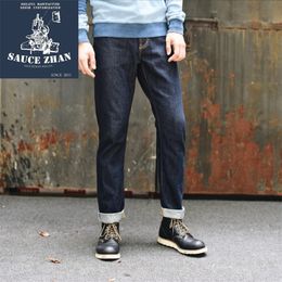 SauceZhan 314XX Slim Fit Cattle Selvedge Indigo Raw Denim Mens Brand Jeans Hommes 201111