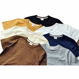 Sauzhan Tops Tees Heren T-shirt Dikke Shirts Voor Mannen Effen Kleur Dubbelgeweven Stof Korte Mouw Anti-Deformati 340G J9ih #