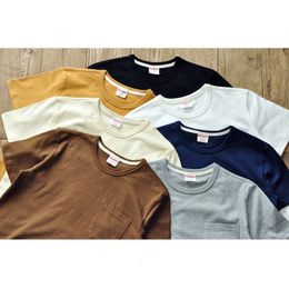 Saucezhan Tops Tees Heren T-shirt Dikke shirts voor mannen Effen kleur Dubbel geweven stof Korte mouw Anti-vervorming 340g 240307