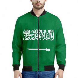 Saoedi-Arabië Rits Jas Aangepaste Naam Team Logo Sa Jassen Sau Land Arabisch Nati Arabische Islam Arabische Vlag Print Foto Kleding 43FQ #