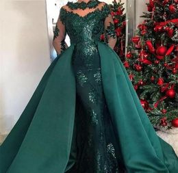 Arabie arabe robes de soirée vert foncé 2019 manches longues célébrité vacances femmes portent des robes de bal de soirée formelles sur mesure plus Si6101687