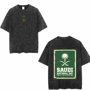 T-shirt du jour national saoudien 100% Cott Vêtements à manches courtes Tops Eid Al-Fitr T-shirt Wed T-shirts T-shirts d'été Top décontracté q0ld #