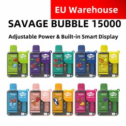 Savage Bubble puff 15k vape wegwerp EU-magazijn 28 ml voorgevuld kinderslot poco Ingebouwd slim display 650 mAh Oplaadbaar vermogen Verstelbaar vs iget mrvi zooy bar