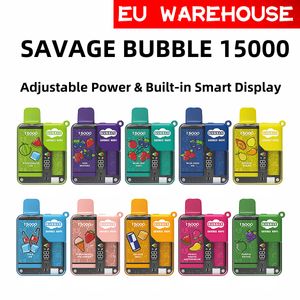 Savage vape 15000 EU Warehouse vapes jetables 28 ml préremplis Smart Display Child Lock E Cigarette réglable Power Mesh Coil 650 mAh rechargeable vs bang box 12000