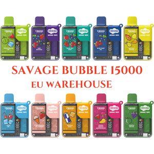 Savage Vape Bubble 15k bladerdeegstaaf vapes wegwerpbladerdeeg 15000 E-sigaret EU-magazijn Kinderslot Ingebouwd slim display TYPE-C Verstelbaar vermogen vs poco 10000 bladerdeeg 12000