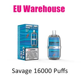 Savage Vape Disposable Vapes Vapes Whisky 16000 Puffs Puff 12000 28 ml Sap wegwerp E Sigaretten Device 650 MAH Batterijpen Verstelbare luchtstroom 10 Smaken 2% 3% 5%