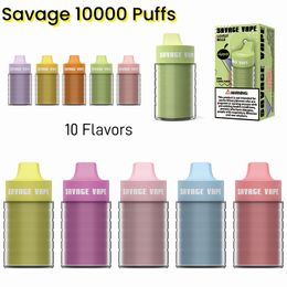 Savage Vape Sigaretta Elettronica Puff 10000 10k Puffas 25 ml de flujo de aire ajustable E CIG Vapes 2% 3% 5% 10 Sabores Carts precargados MEDILLA MESH BOBINA 650 mAh Batería Pen