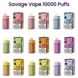 Savage Vape Sigarette Elettroniche Puff 10k 10000 9k Flow Air Réglable 25 ml Disposable E CIG VAPES 2% 3% 5% 10 FLAVORS CARTS PRÉFILLÉS Dispositif Mesh Coil 650mAH Batterie