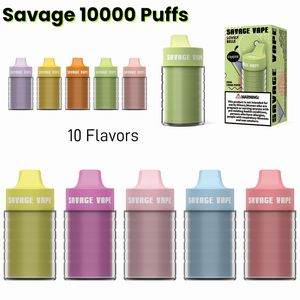 Savage Vape Vaper Puff 9k 10000 25ml Flow d'air réglable Disposable E Cig Vapes China Cigarette Factory 2% 3% 5% 10 FLAVORS CARTS PRÉFILLÉS Dispositif Mesh Coil 650mAh Batterie