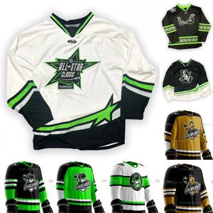 Savannah Ghost Pirates 2024 All-Star Classic Hockey Jerseys Joe Fleming Jimmy Poreda Jett Jones Ryan Scaro Alex Gilmour Simon Pinard Custom Golden Ghosts Jersey