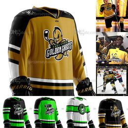 Maglia Savannah Golden Ghosts Brent Pedersen Matthew Boudens Vincent Marleau Jimmy Poreda Darian Skeoch Peter Tischke Maglia da hockey personalizzata Savannah Ghost Pirates