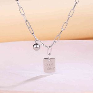 Savannah Good Luck Necklace S925 Sterling Silver Personalized Creative Design English Letters Cool Street Fashion