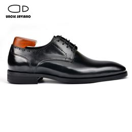 Saviano oncle derby robe affaires mariage formel meilleur homme chaussure de chaussures à la main chaussures en cuir fait à la main pour hommes original b s