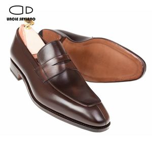 SAVIANO Oncle Loafers habiller la fête de mariage Best Man Shoe Business Office Office Formeal Le cuir Chaussures pour hommes Original B S