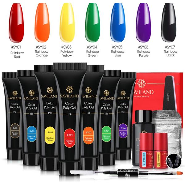 Kits de colores SAVILAND de 15ml, arte francés para uñas, camuflaje, forma de punta de uñas, Gel UV de cristal, capa Base superior para diseño de uñas