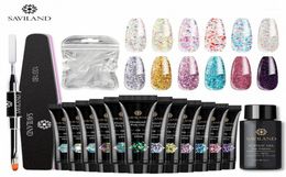 Saviland Diamond Glitter Kits Poly Gel Gels Nails Gel Sequins Extensión de edificio rápido Sumergente Off UV Varniz Nail Art Tools1 NO977445732